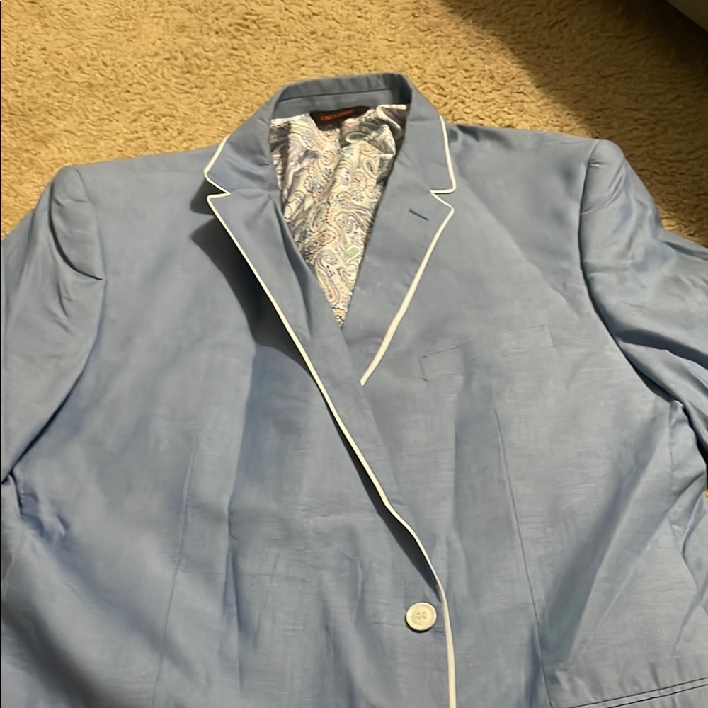 Light Blue Blazer with White Trim